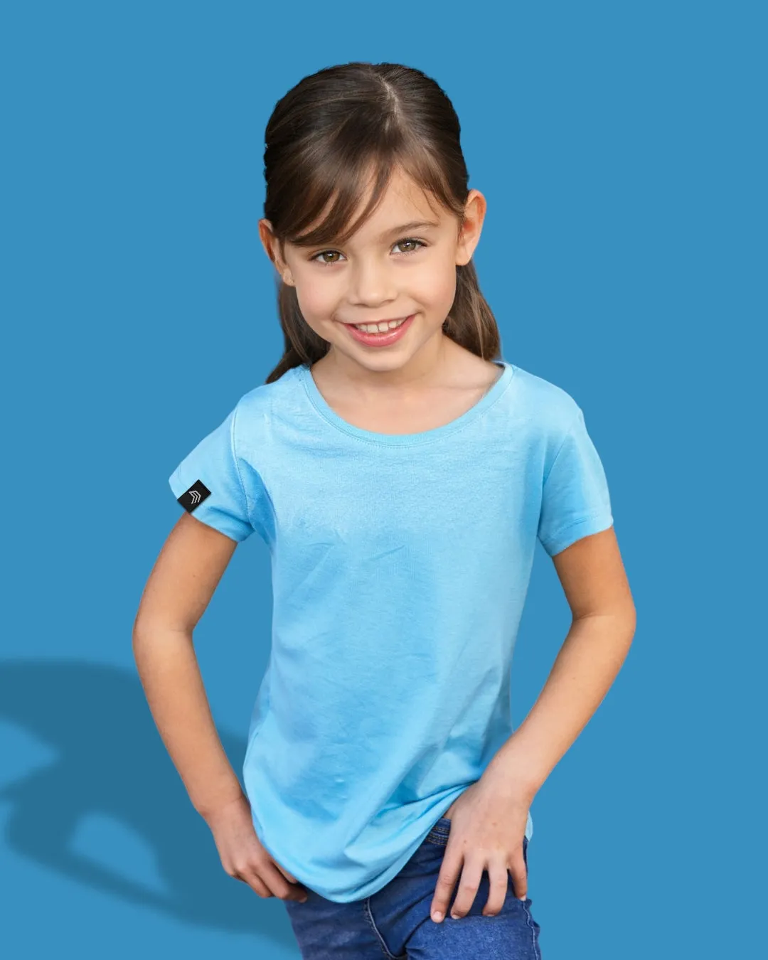 ― % ― JAN 8007G ― Kinder/Mädchen Bio-Baumwolle T-Shirt - Navy Blau [M / 122-128]