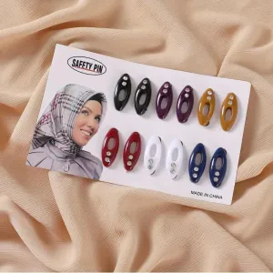 6/12 Pcs Colorful  Hijab Pin Set- Mix Colors