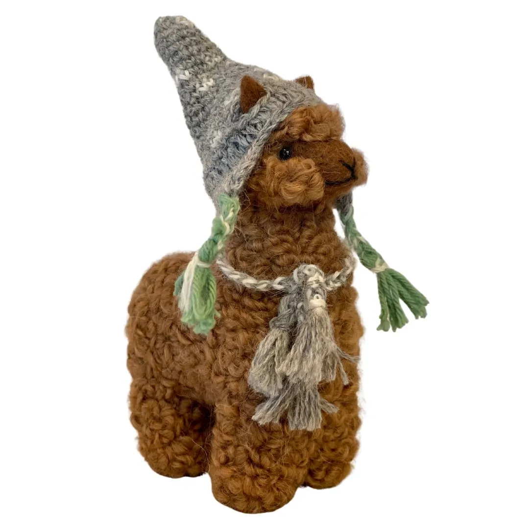 Alpaca with Scarf and Chullo Hat Ornament