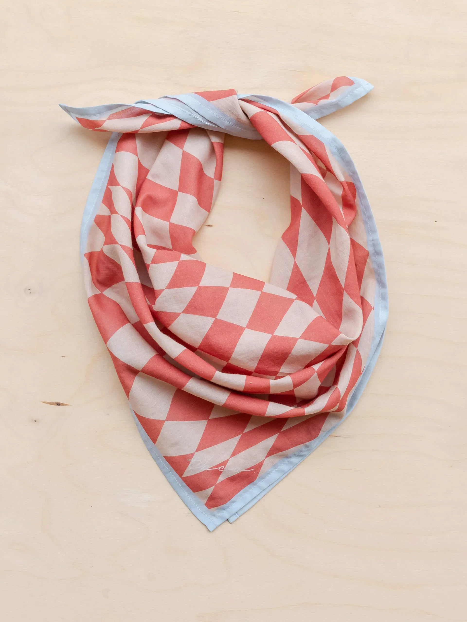 Apricot checkerboard cotton scarf