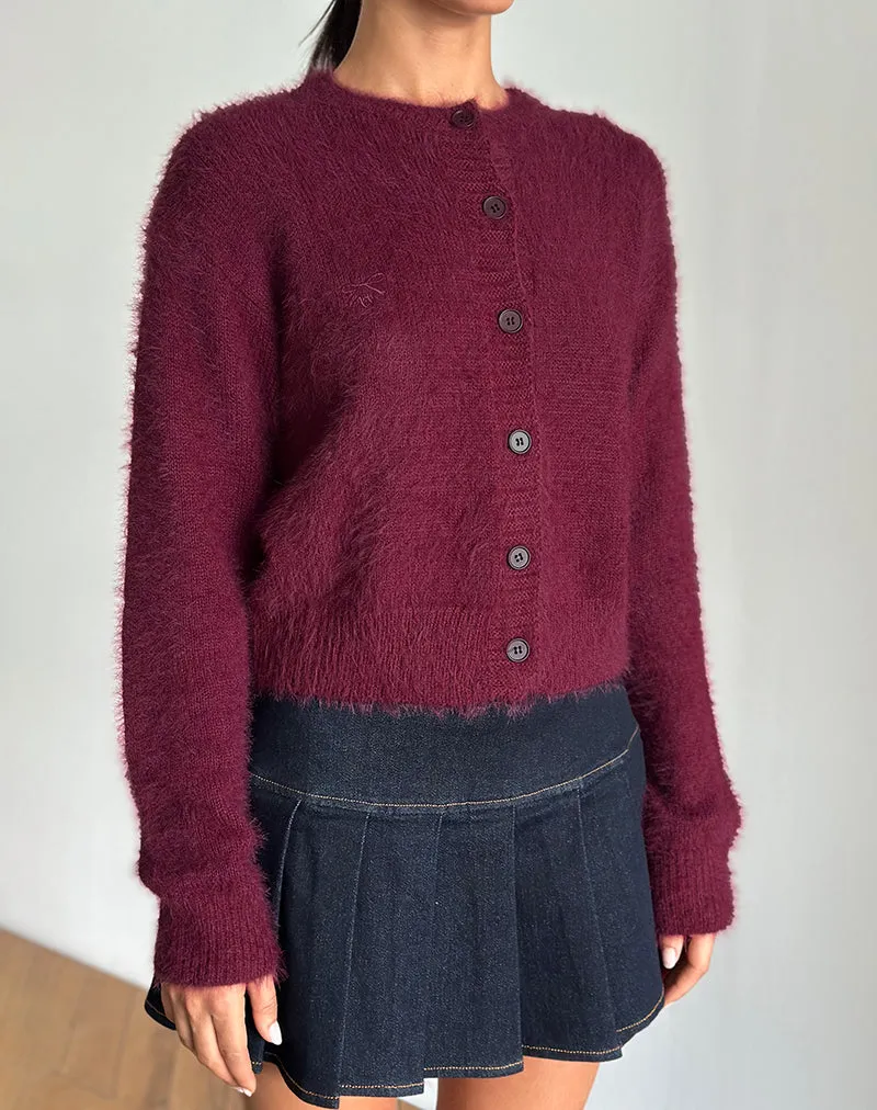 Audrina Cardigan in Fluffy Burgundy