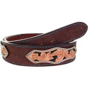 B1035 - Brown Rough Out Tooled Overlay Belt