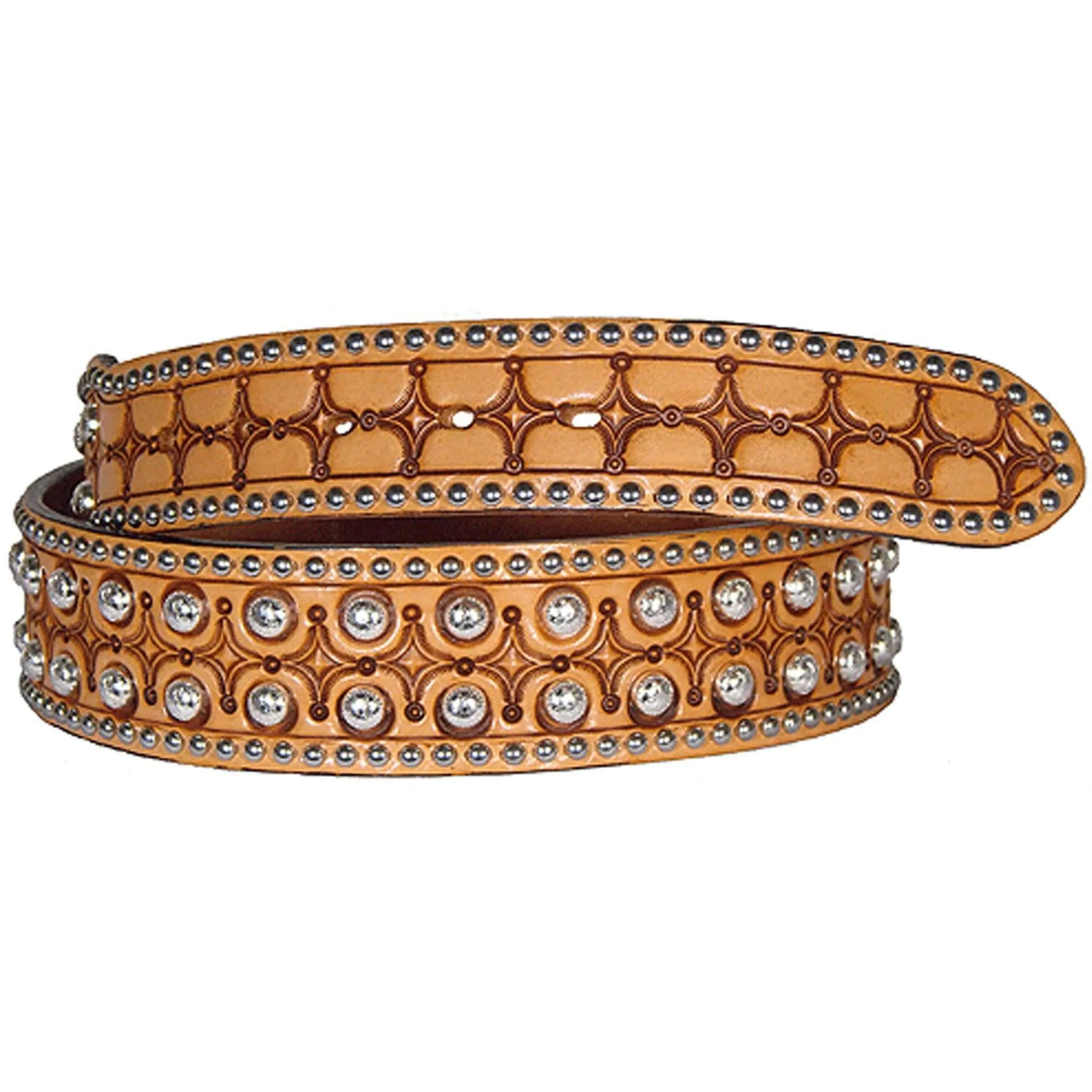 B114 - Natural Leather Studded Belt