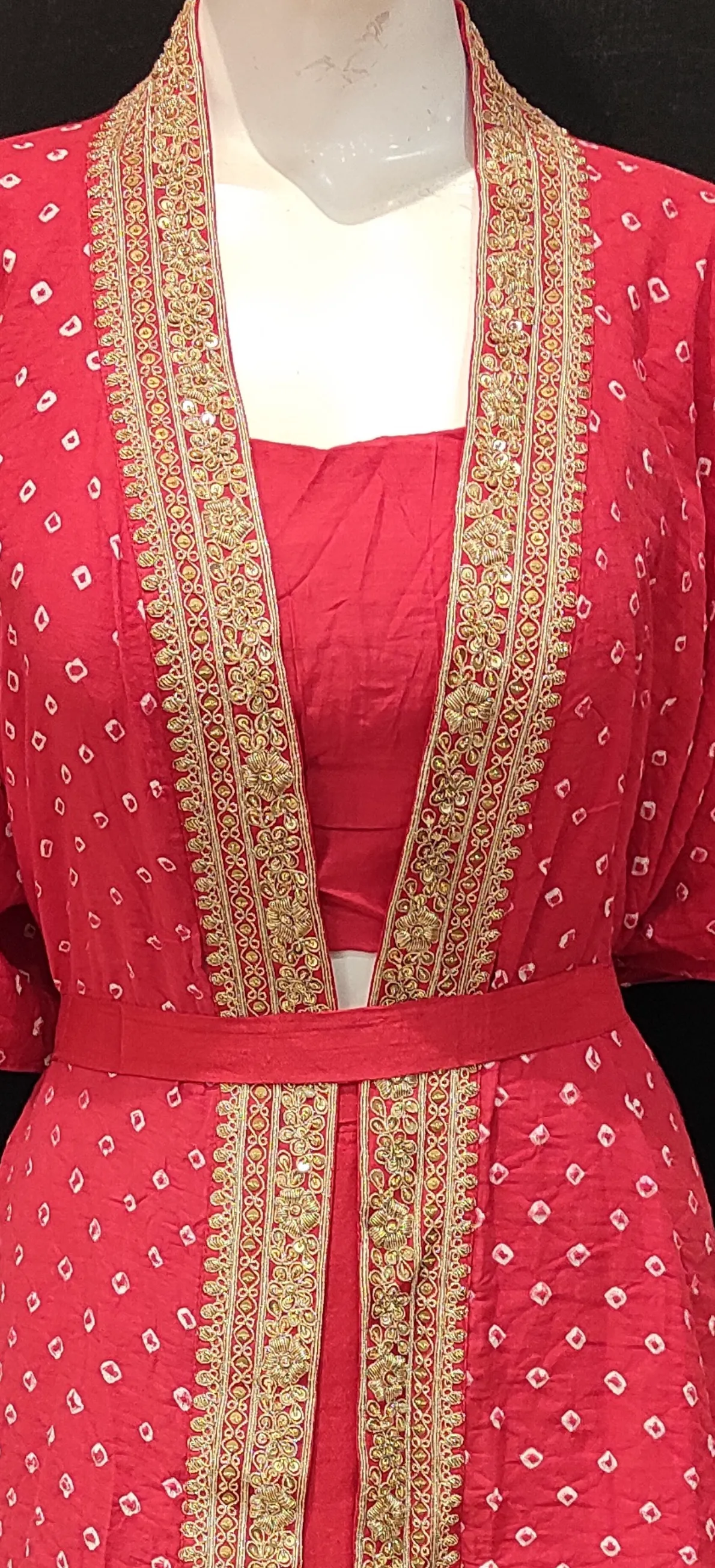 Bandhani Jacket With Zari Border And Dhoti