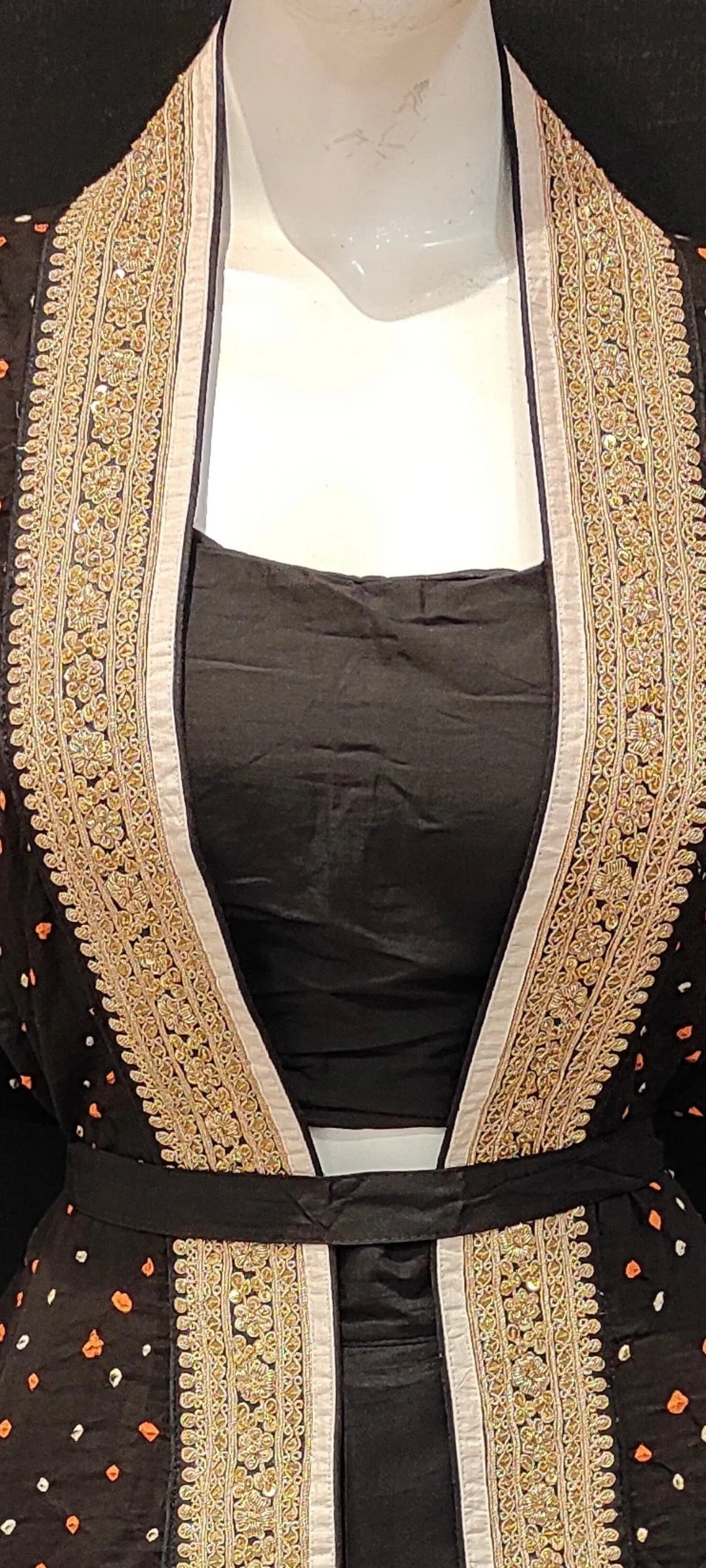 Bandhani Jacket With Zari Border And Dhoti