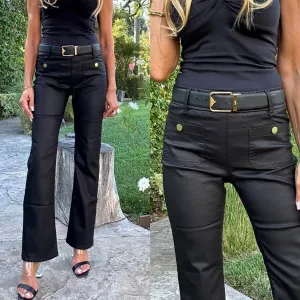 Bevy Flog Jerome Pant in Black Vegan w/buttons