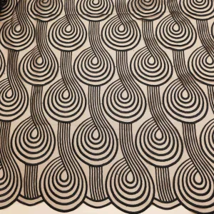 Black Abstract Swirled Embroidered Tulle Fabric