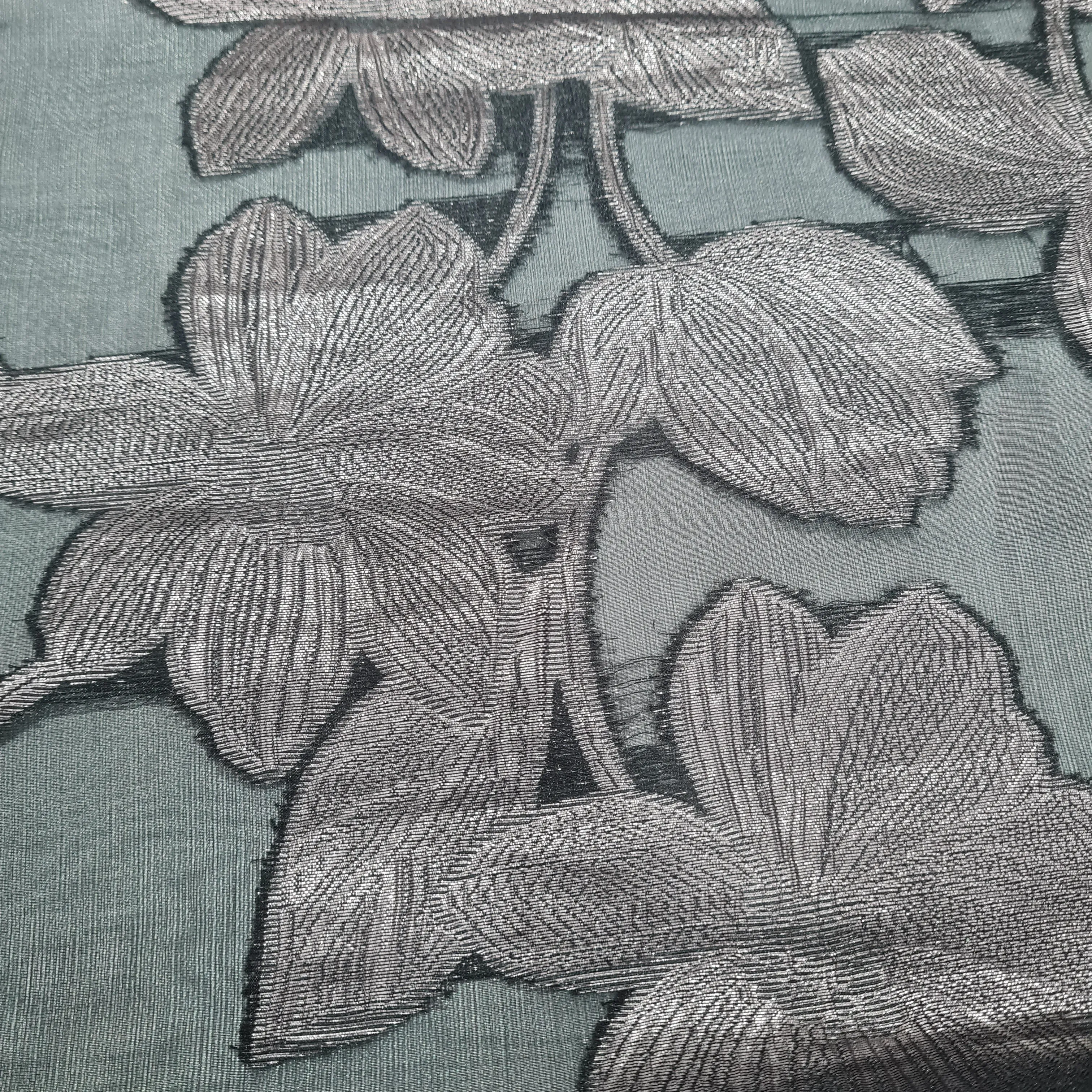 Black & Brown Floral Organza Jacquard Fabric