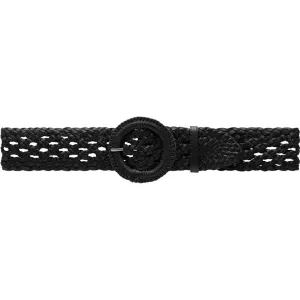 Braided waist belt in nice leather quality / 16062 - Black (Nero)