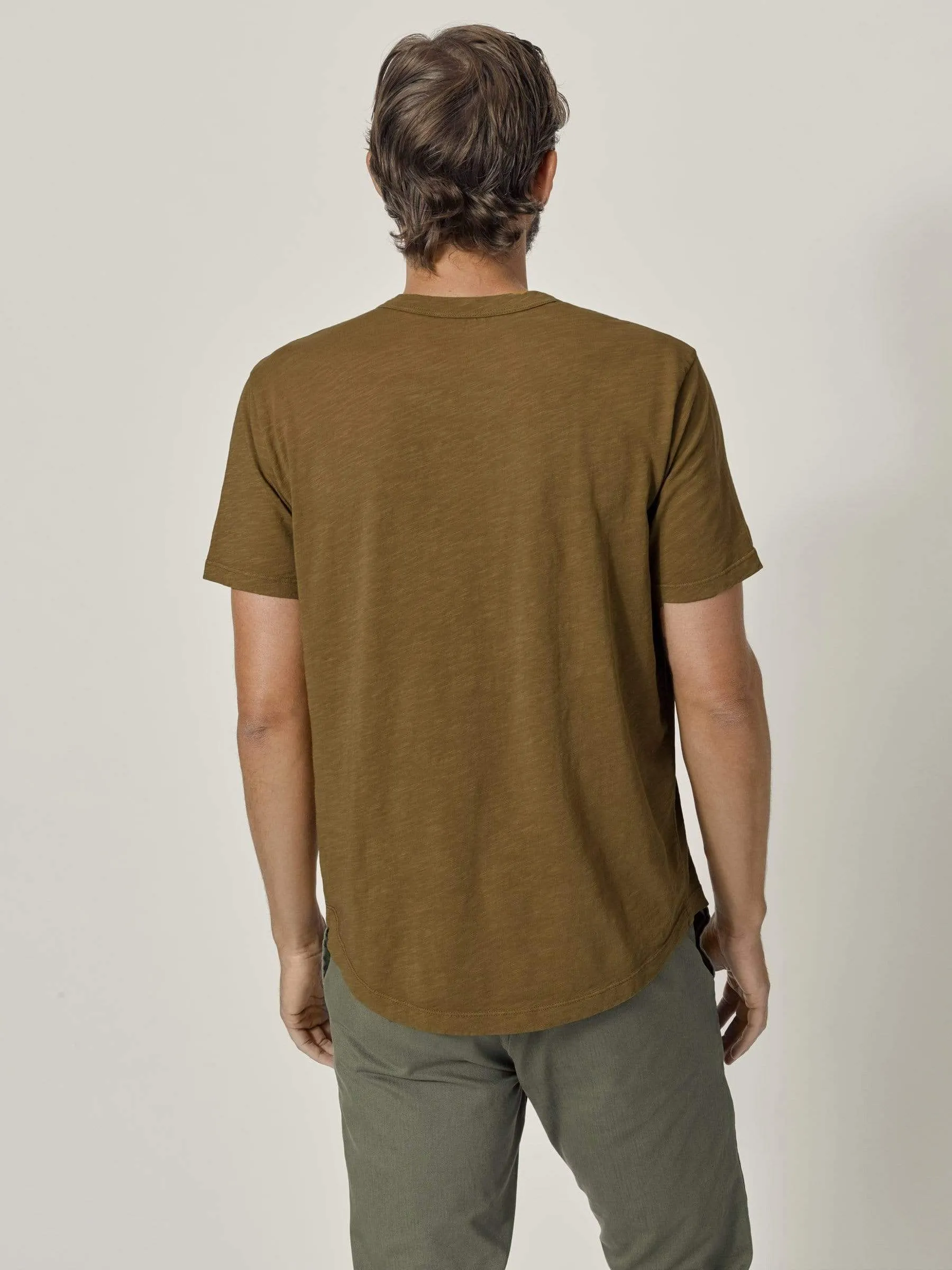 Bronze Slub Curved Hem Tee