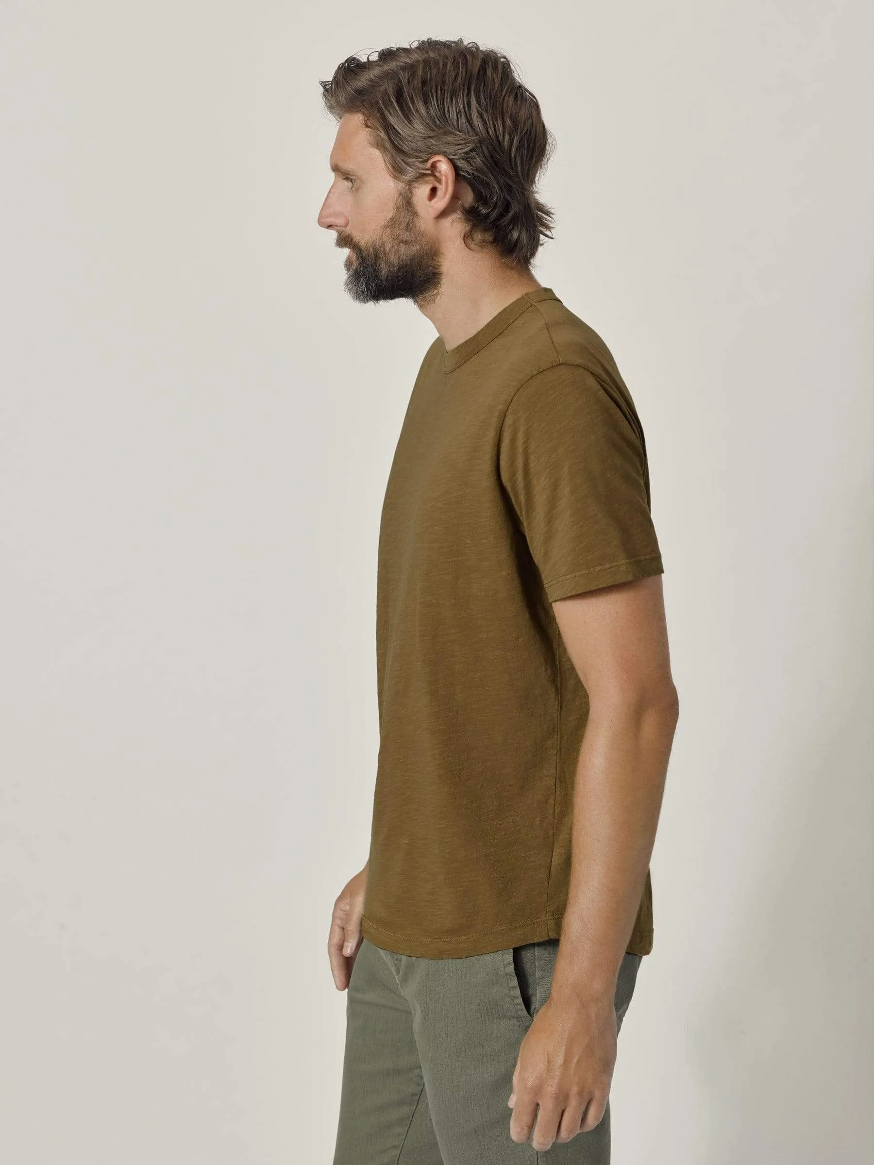 Bronze Slub Curved Hem Tee