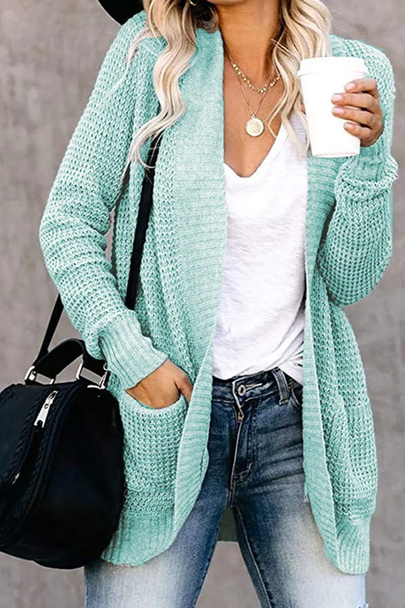 Casual Solid Patchwork Cardigan Collar Cardigans(5 Colors)