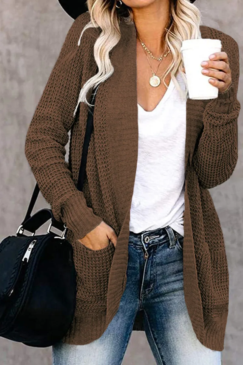 Casual Solid Patchwork Cardigan Collar Cardigans(5 Colors)