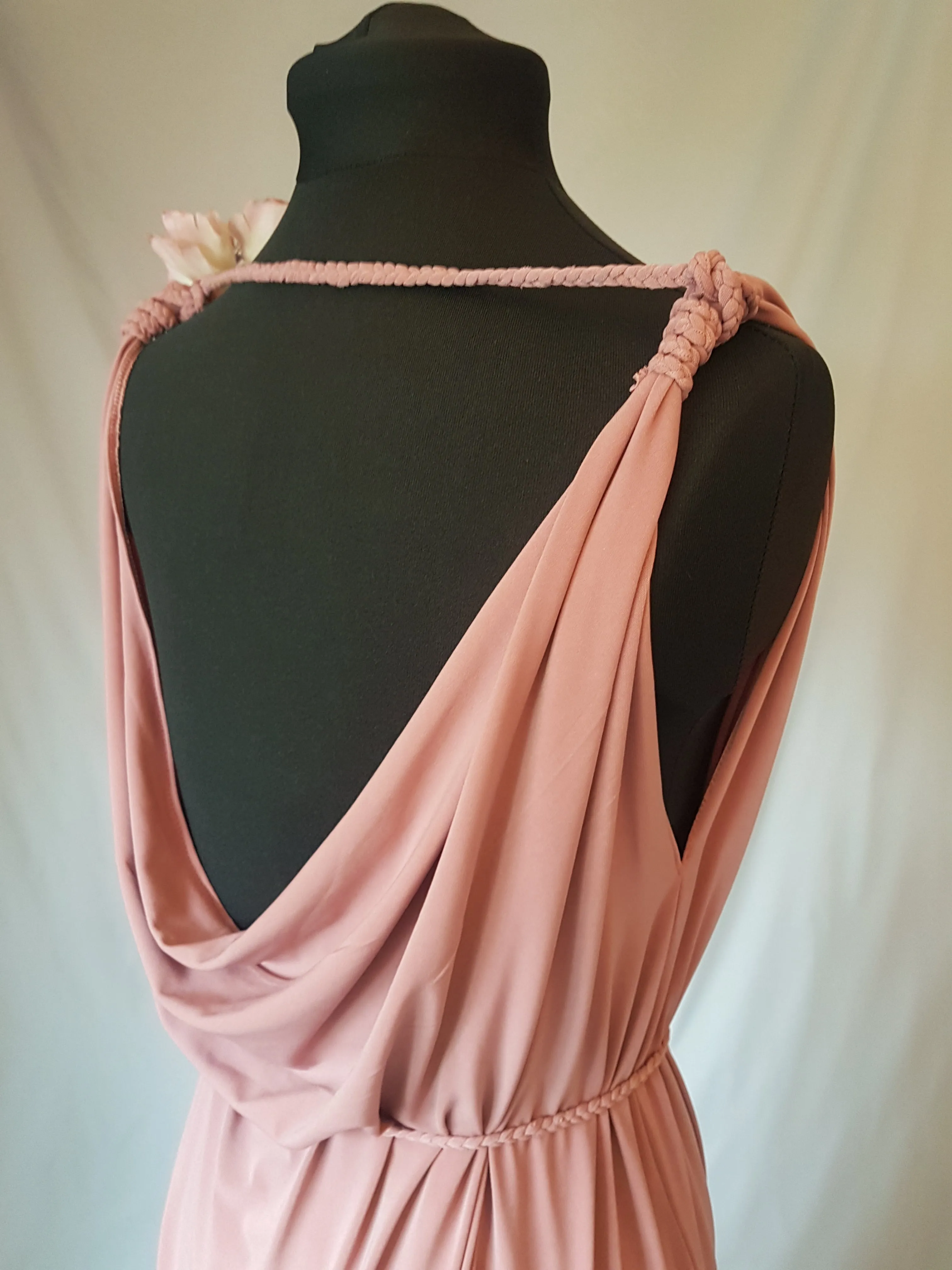 Dusky Pink Backless Grecian Bridal Wedding Dress