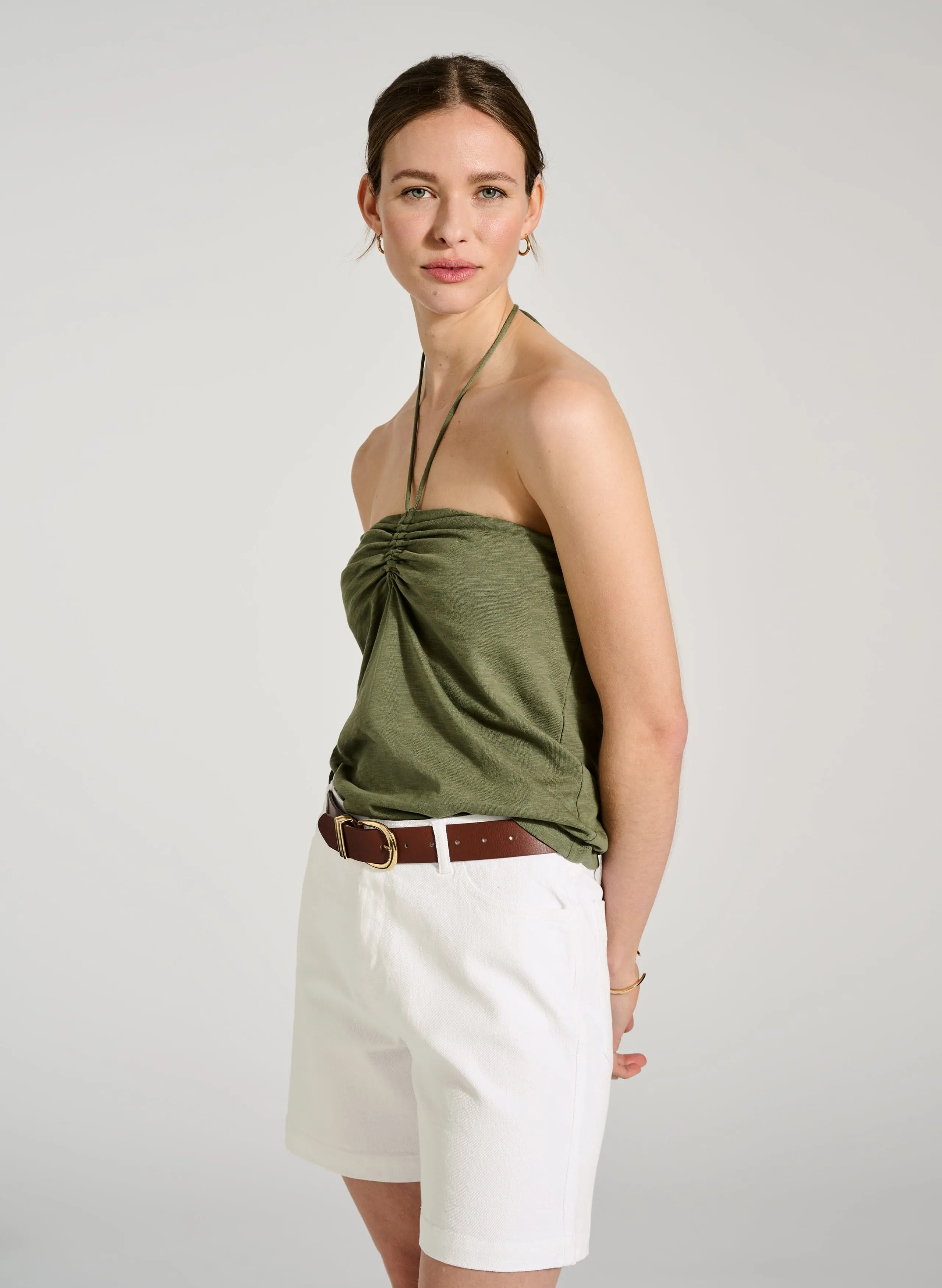 Edna Organic Cotton Top | Light Khaki