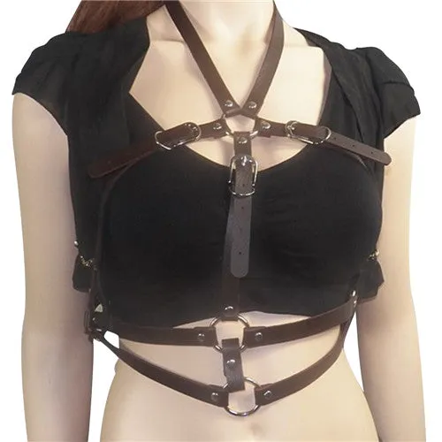 Fashion Punk Harajuku O-Ring Garters Faux Leather Body Bondage Cage Sculpting Harness Waist Belt Straps Suspenders Belt