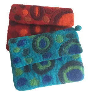 Galaxy Nuno Felted Wool Clutch Purses - One-Of-A-Kind 8x6.5