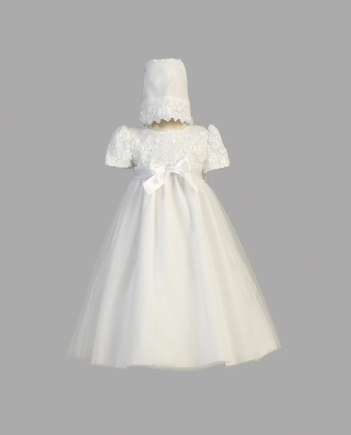 Girls White Christening & Baptism Gown - Lillian