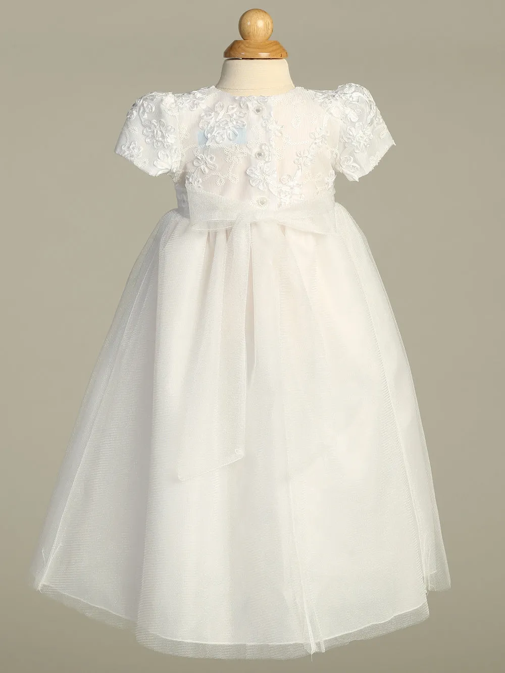 Girls White Christening & Baptism Gown - Lillian