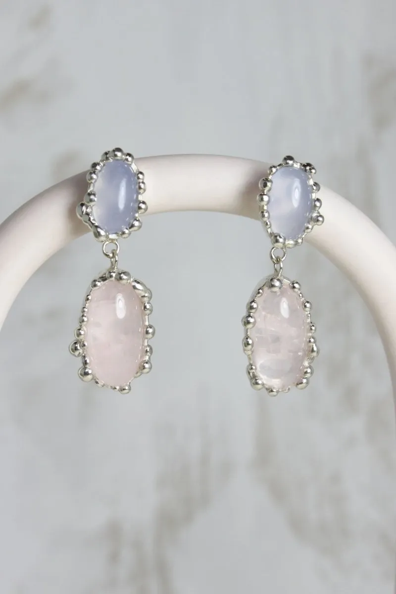 House of Hudson Blobby Quartz and Chalcedony Earrings