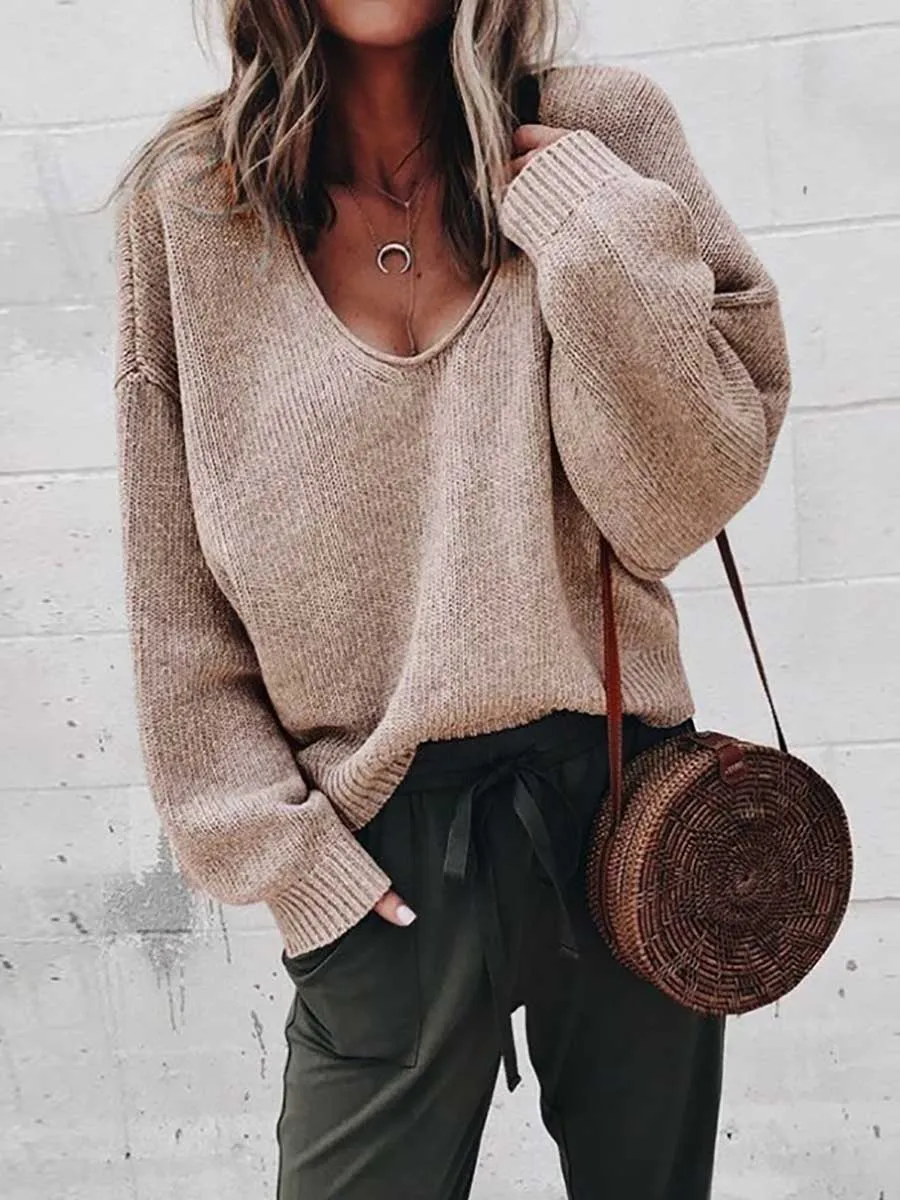 iForgirls V-neck long sleeve sweater knit