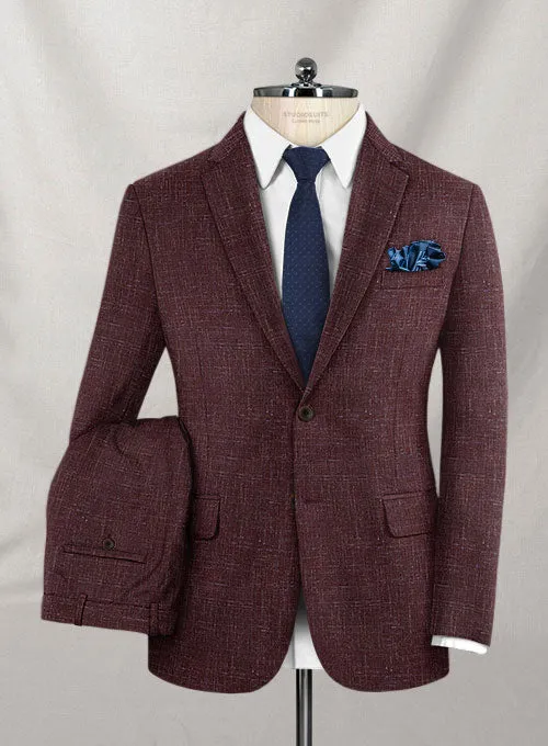 Italian Murano Maroon Wool Linen Suit