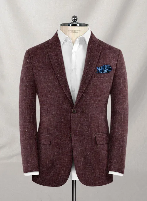 Italian Murano Maroon Wool Linen Suit