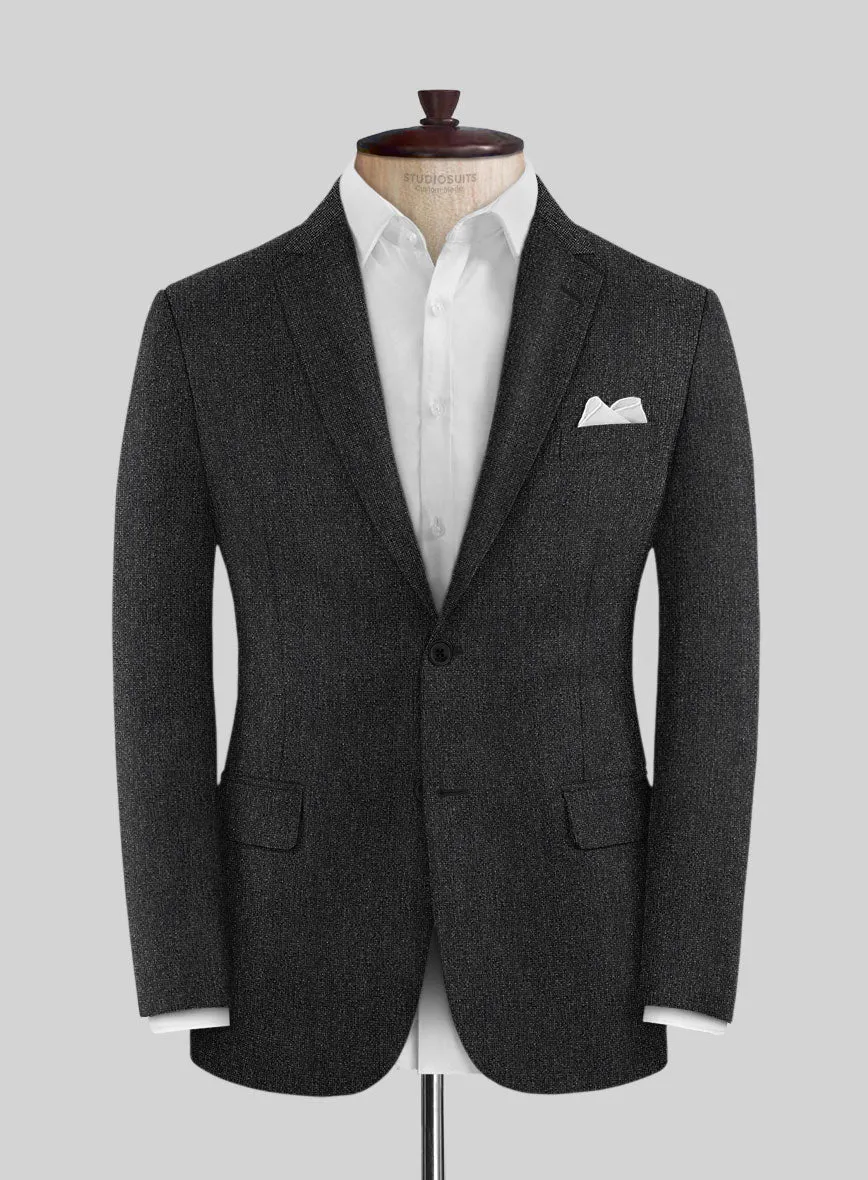 Italian Tavi Dark Gray Nailhead Flannel Suit