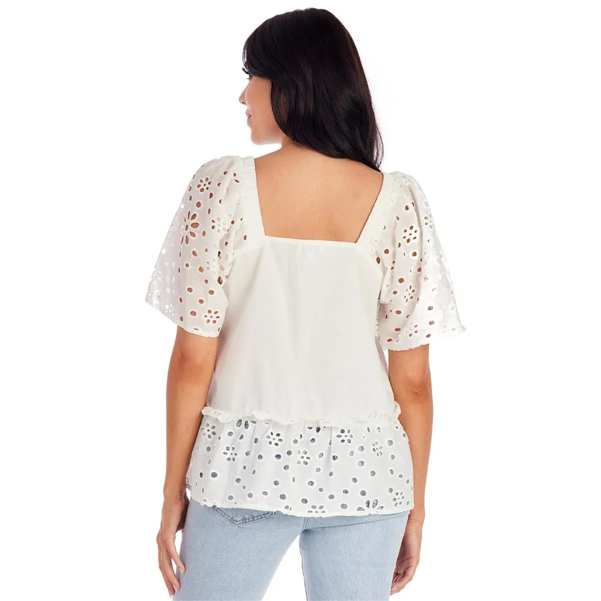 Kieran Eyelet Top in White