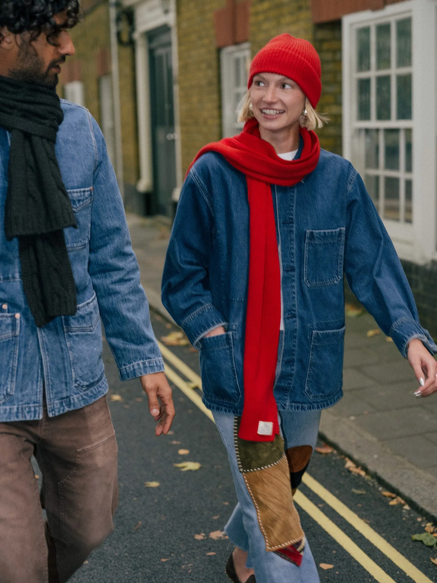 Knitted Merino Scarf - Red