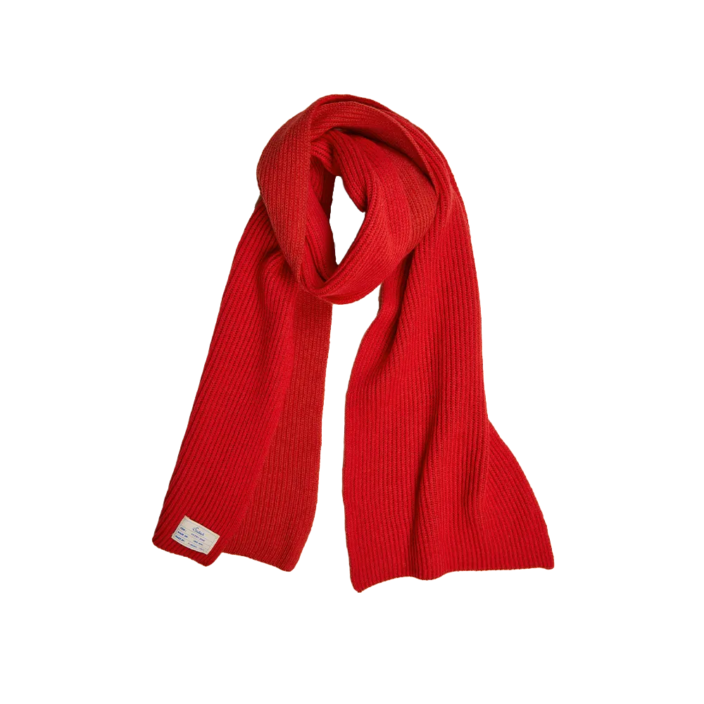 Knitted Merino Scarf - Red