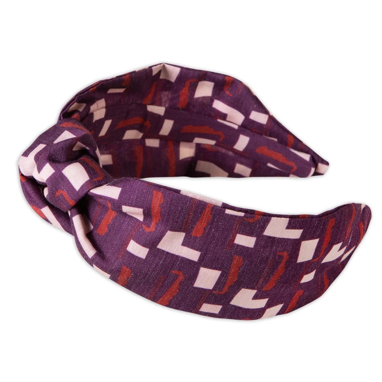 KW Berry Jigsaw fabric print handmade knotted headband