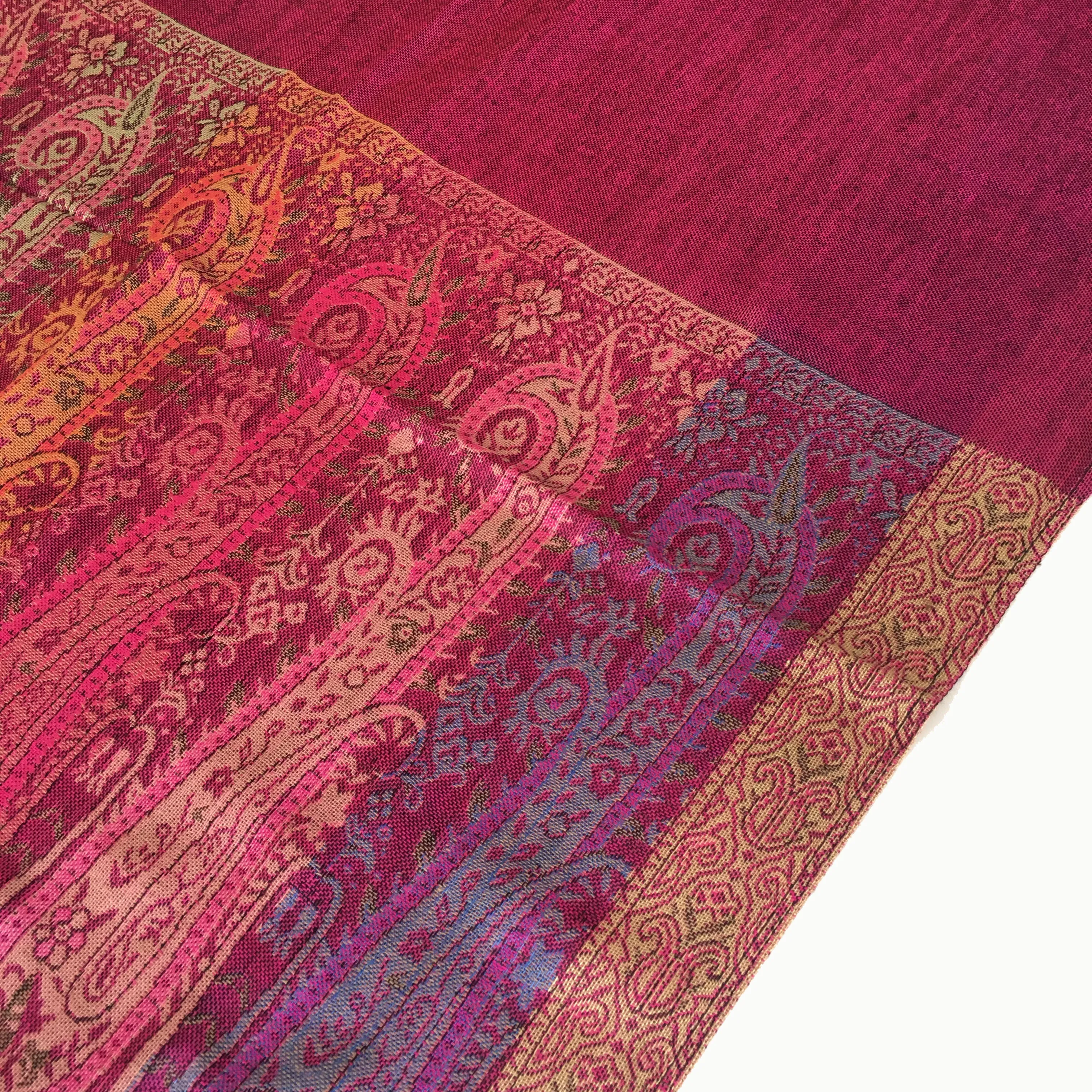 LARGE PINK RAINBOW MULTI COLOUR PAISLEY PRINT PASHMINA SHAWL SCARF