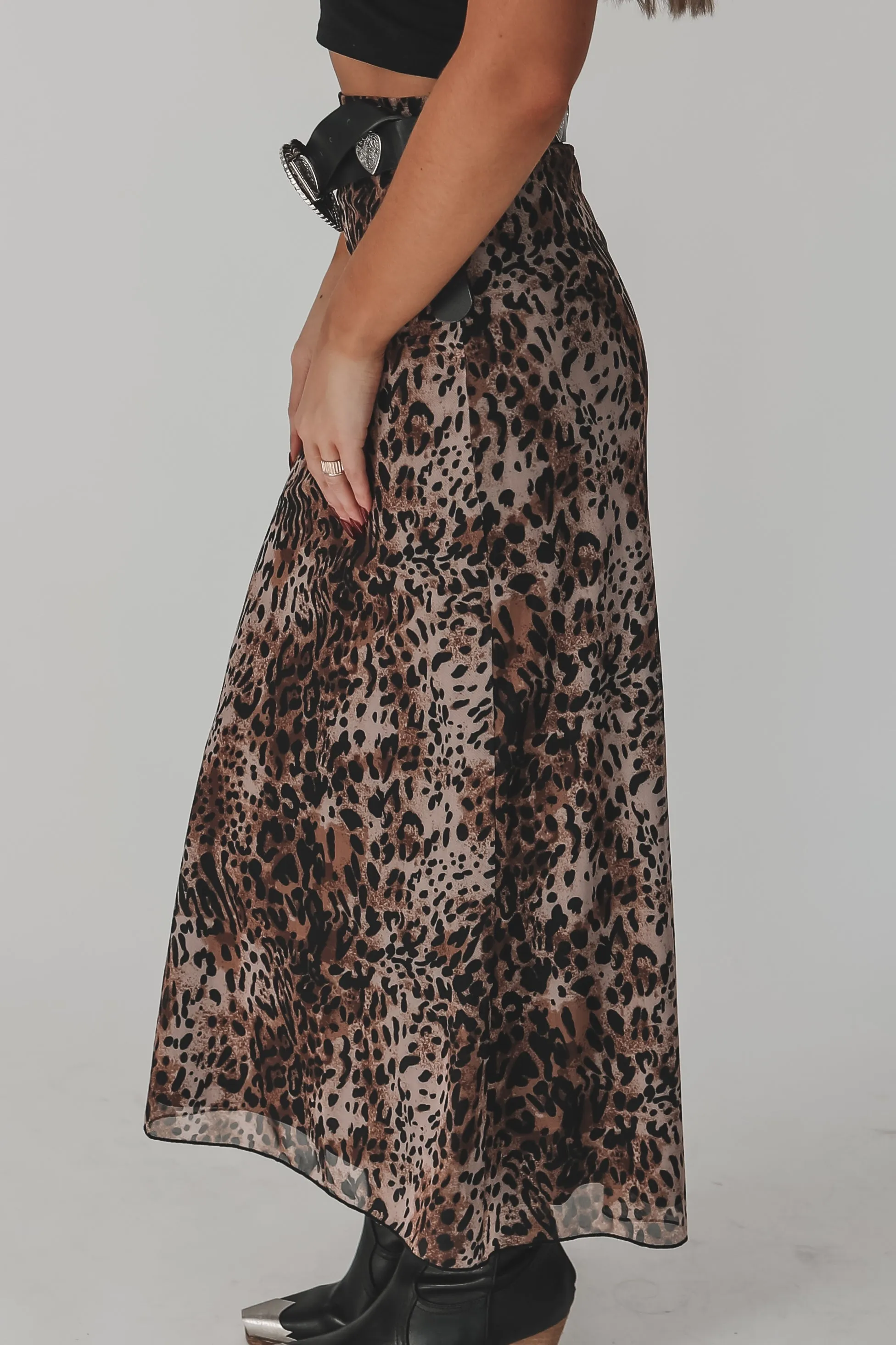 Late Night Out Leopard Maxi Skirt