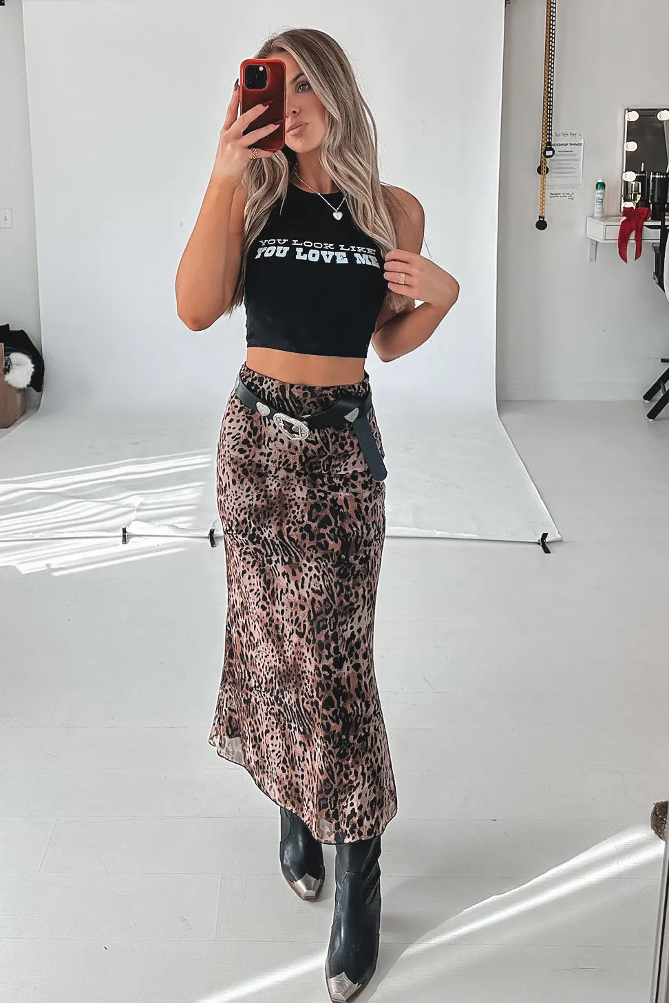 Late Night Out Leopard Maxi Skirt