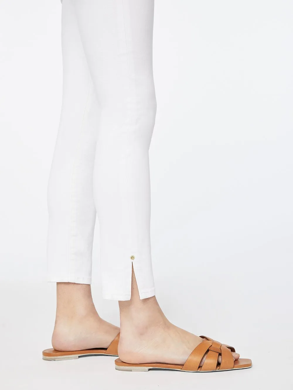 Le Skinny De Jeanne Crop Slit Rivet -- Blanc