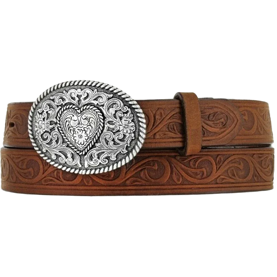 Leegin Justin Girls Aged Bark Western Scroll Trophy Belt