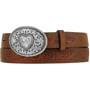 Leegin Justin Girls Aged Bark Western Scroll Trophy Belt