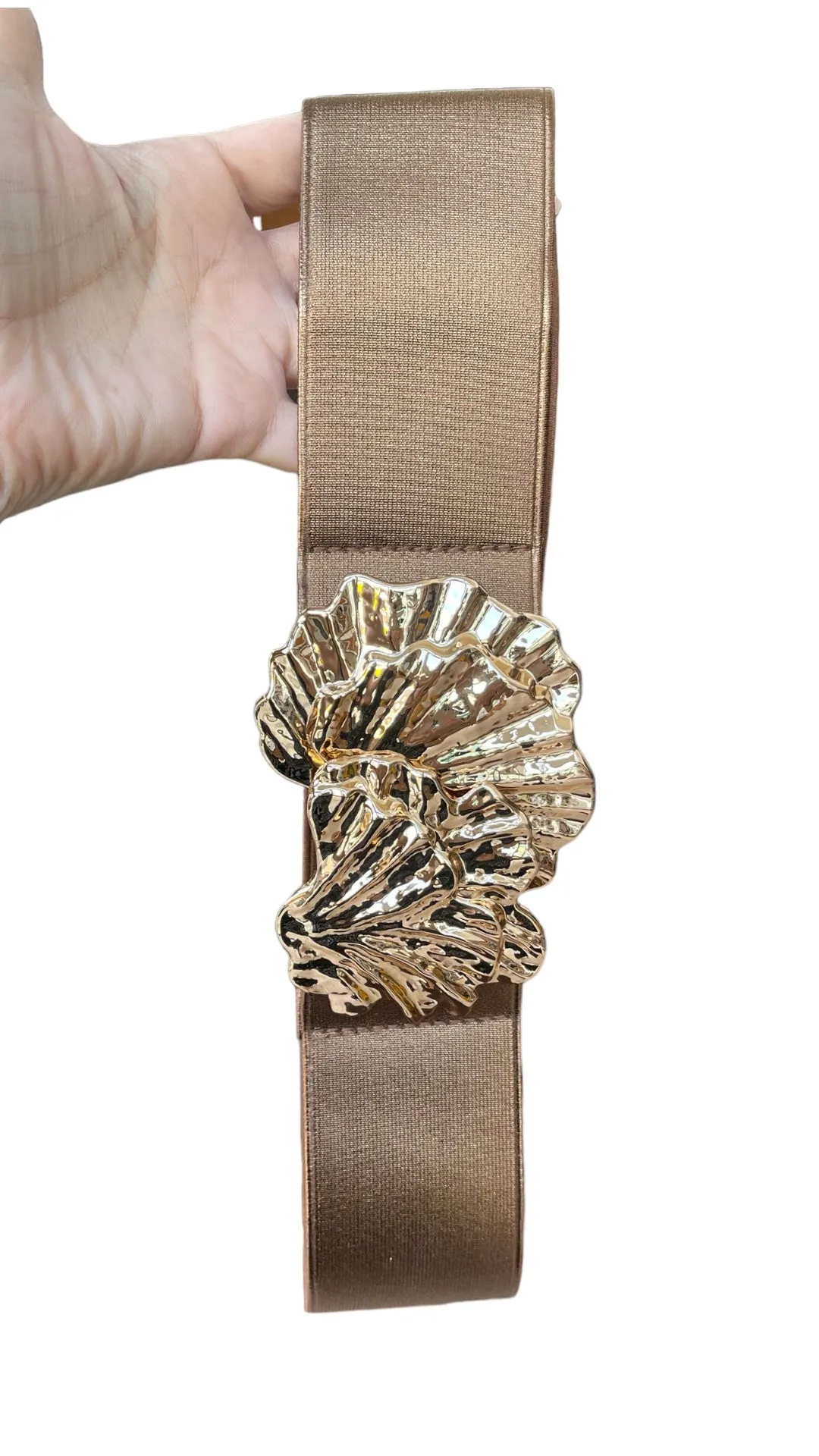 Metallic With Gold Buckle OS Belt