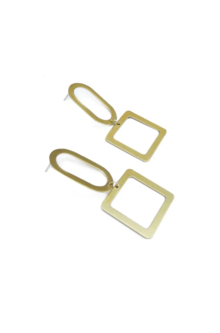 Natalie Joy Oval Square Earrings (Small)