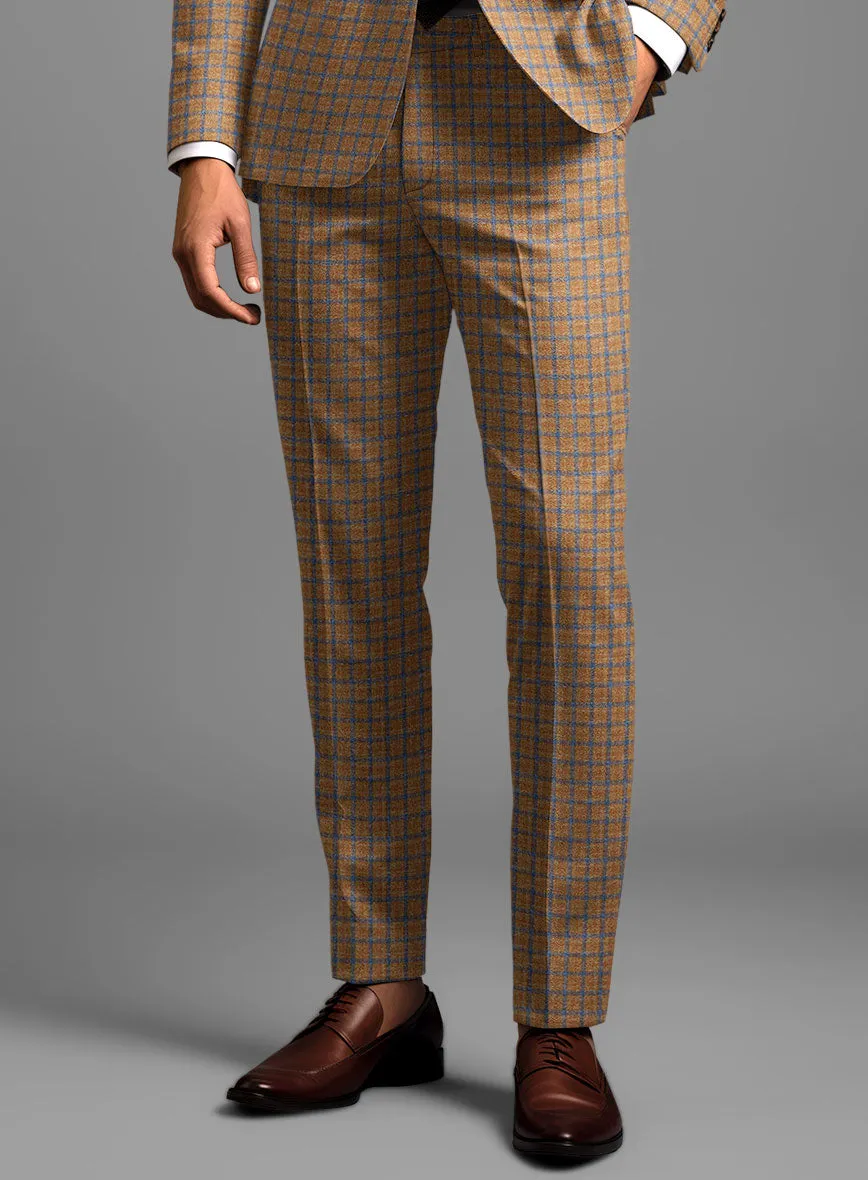 Noble Mustard Check Wool Silk Linen Suit