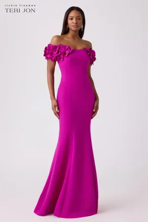 Petal Detail Crepe Stretch Gown