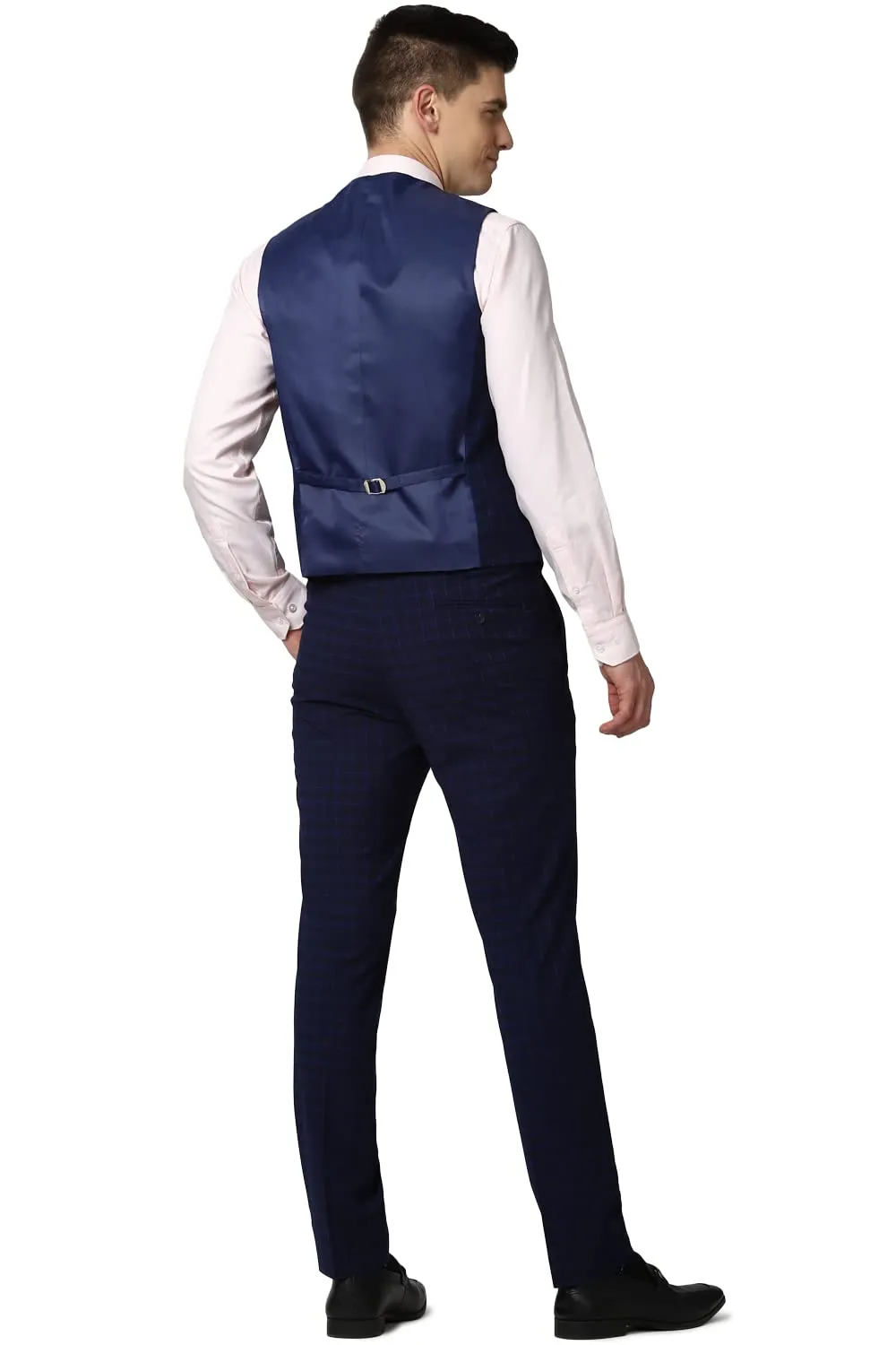 Peter England Men's Polyester Blend Three Piece Suit (PIS3WNSPS37130_Navy_38)