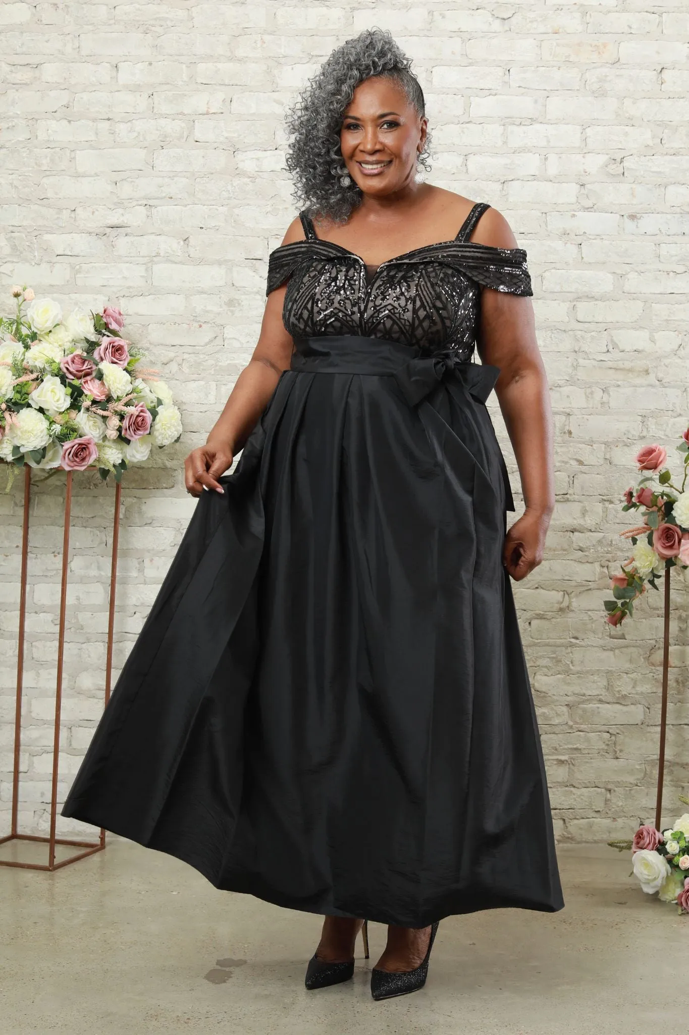 Plus Size Evening Elegance Off Shoulder Women's Evening Gown