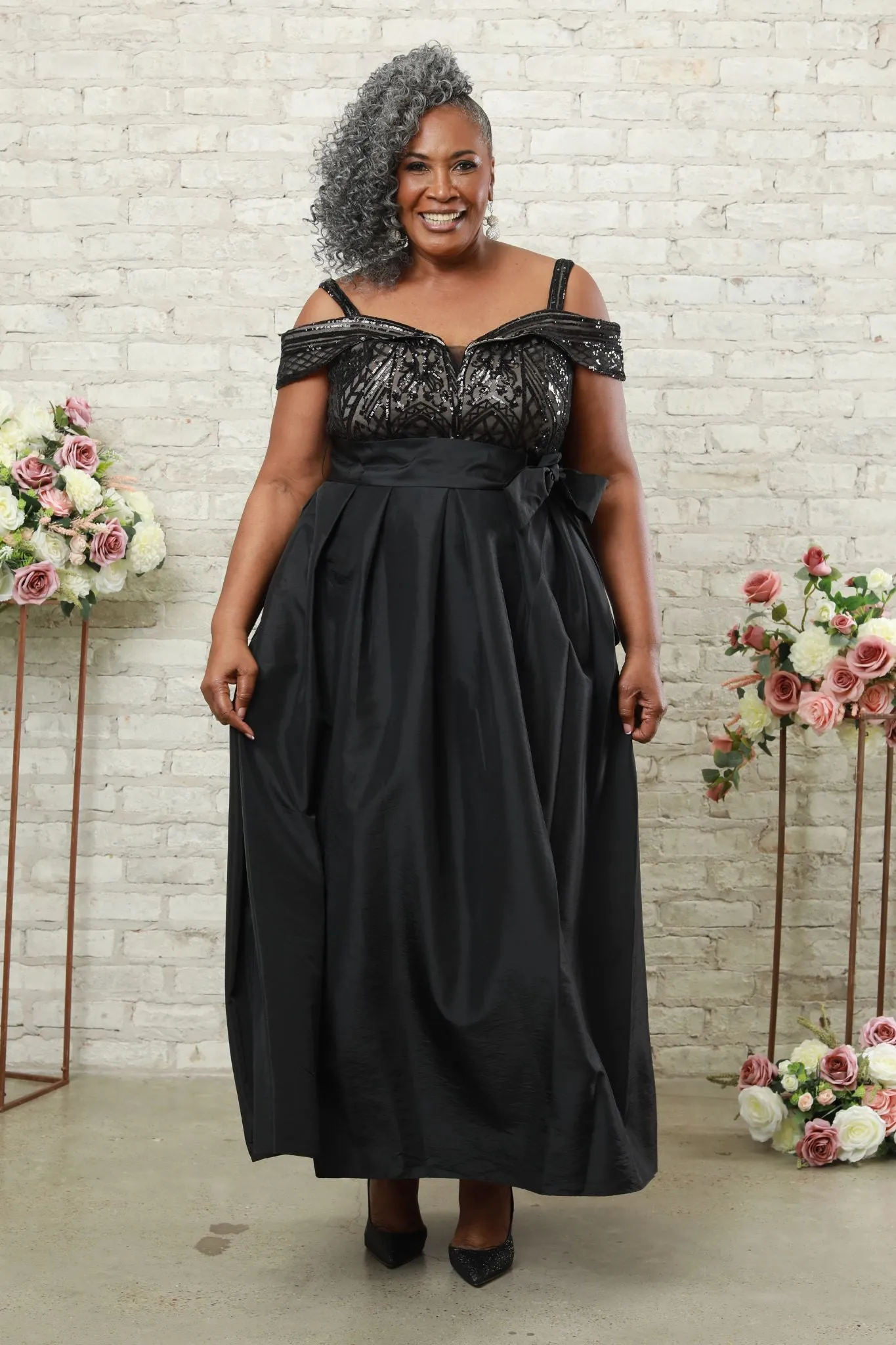 Plus Size Evening Elegance Off Shoulder Women's Evening Gown