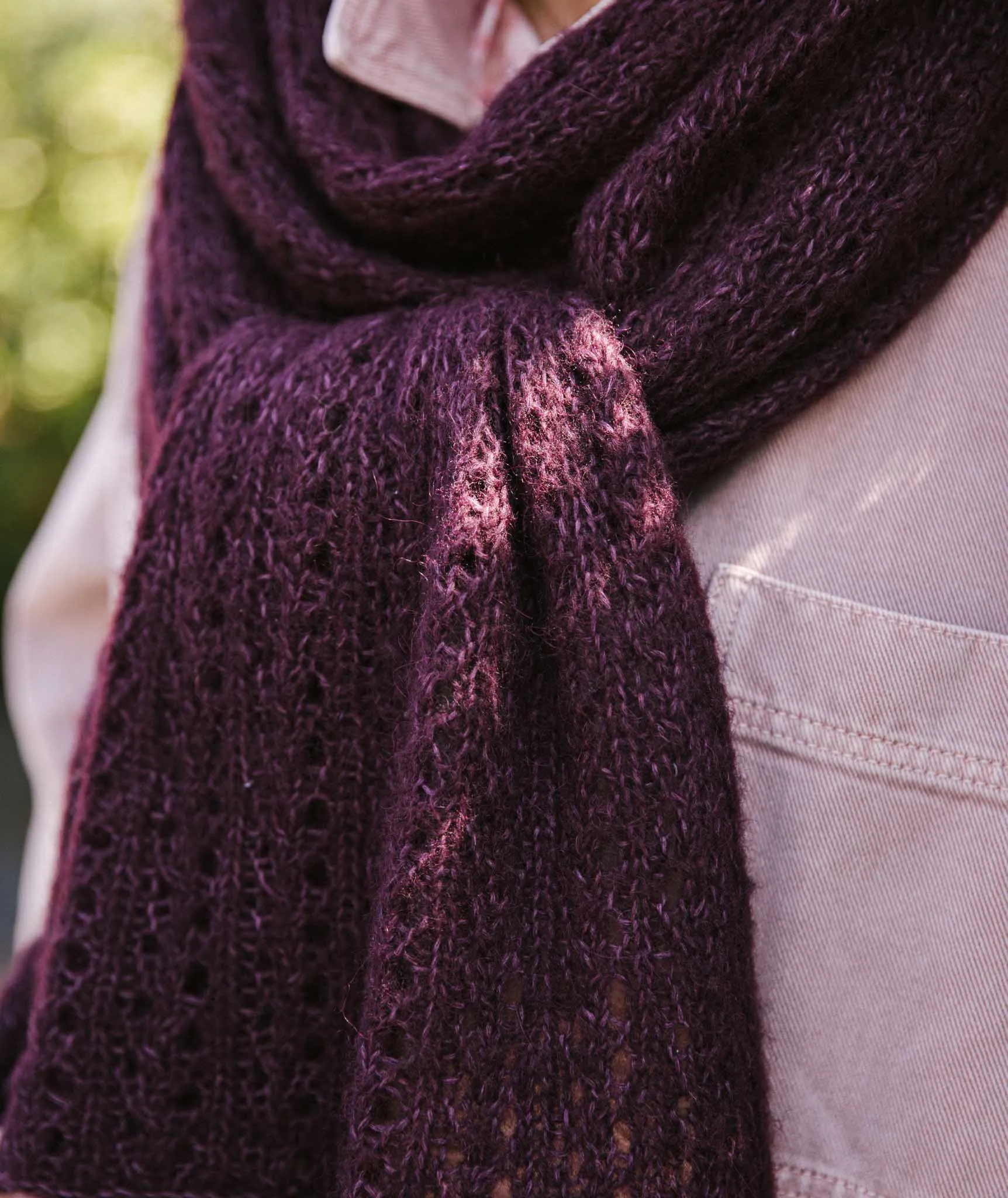 Ribbed Lace Scarf Using Rowan Alpaca Classic