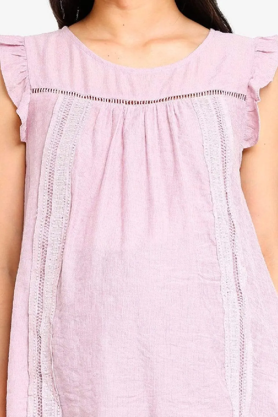 Sleeveless Ruffles Details Cariana Nursing Top Pink