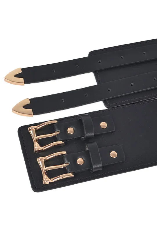 Wide Two Buckle Stretch Belt