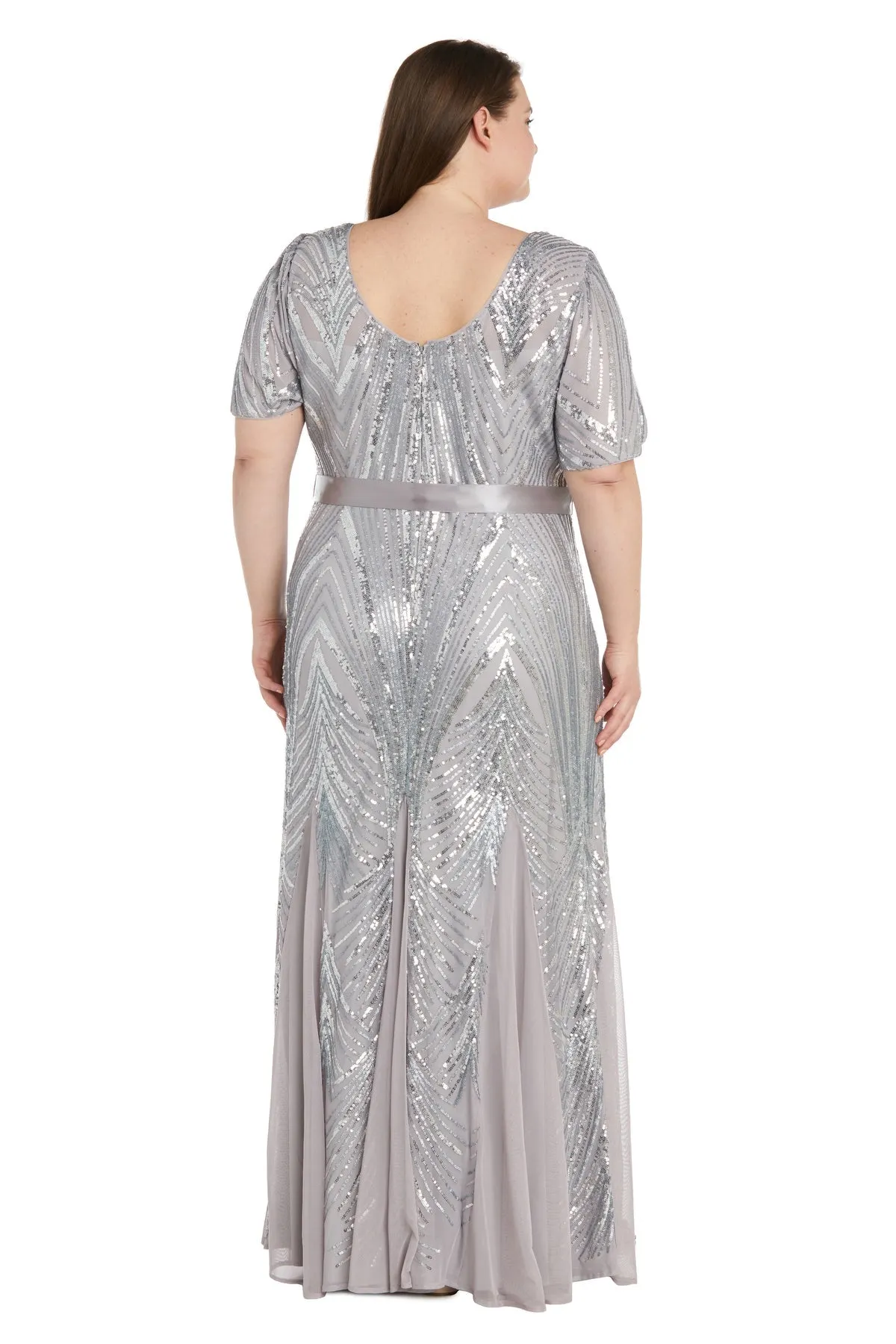 Women Plus Size Sequined Panel Embellished Dress