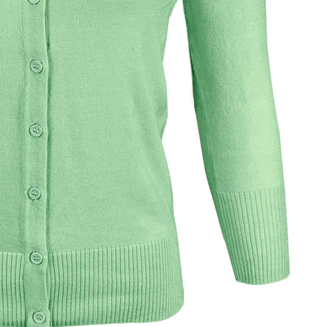 YEMAK Women's 3/4 Sleeve V-Neck Button Down Cardigan Sweater CO078 (S-L) Color Option (1 of 2)